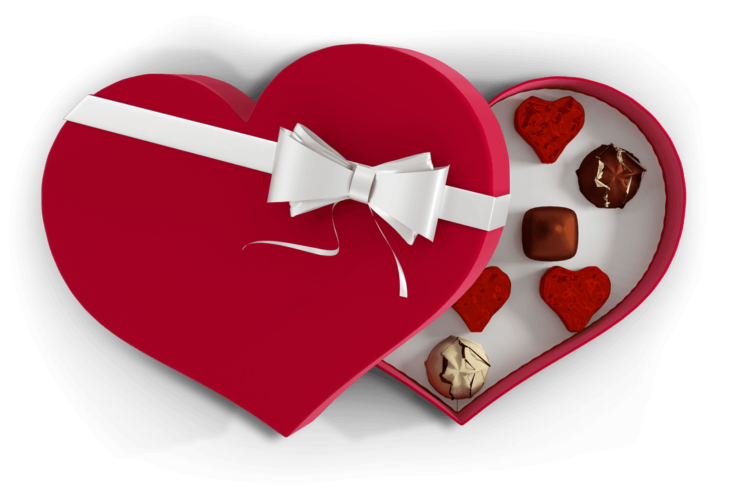 Transparent Heart-Shaped Box Of Chocolates Display