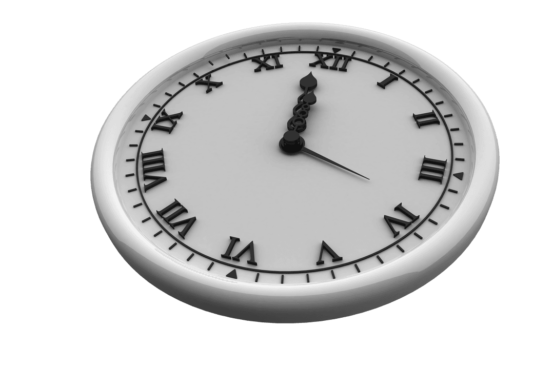 Transparent Roman Numeral Clock Illustration on Clean Background