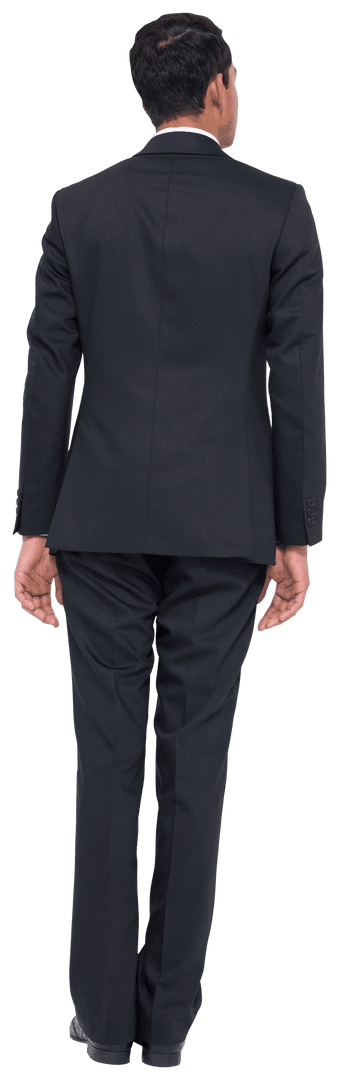 Transparent Back View of Businessman Looking Right in Suit