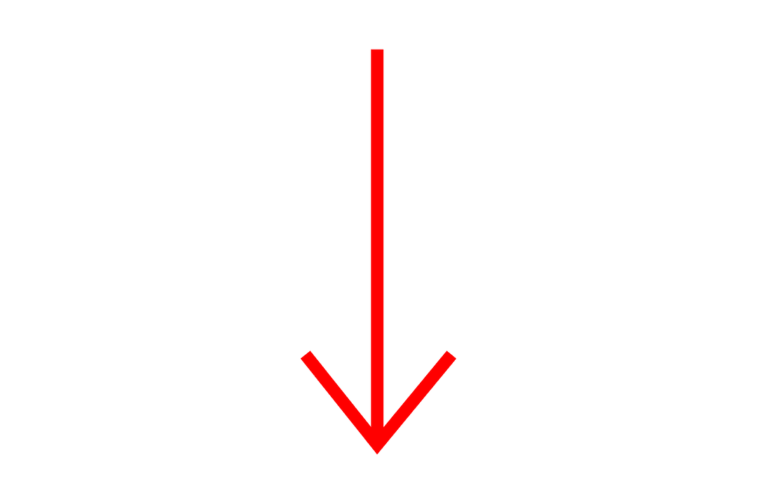 Red Arrow Pointing Downward on Transparent Background