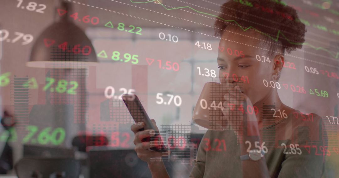 Businesswoman Analyzing Global Financial Data with Digital Interface