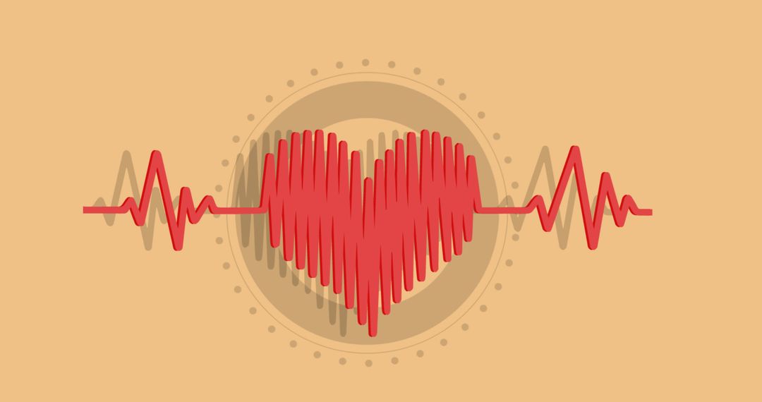 Animated Heartbeat Icon with EKG Lines on Orange Background