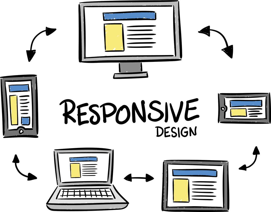 Digital Illustration of Responsive Design on Transparent Background