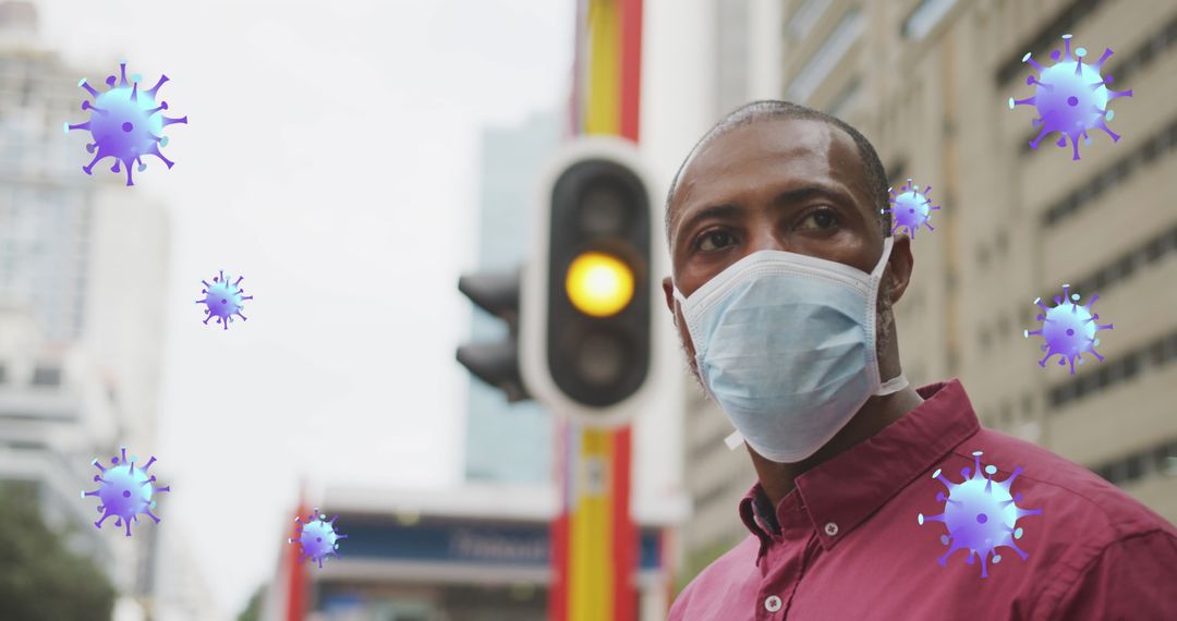 Man with Face Mask in City During Pandemic
