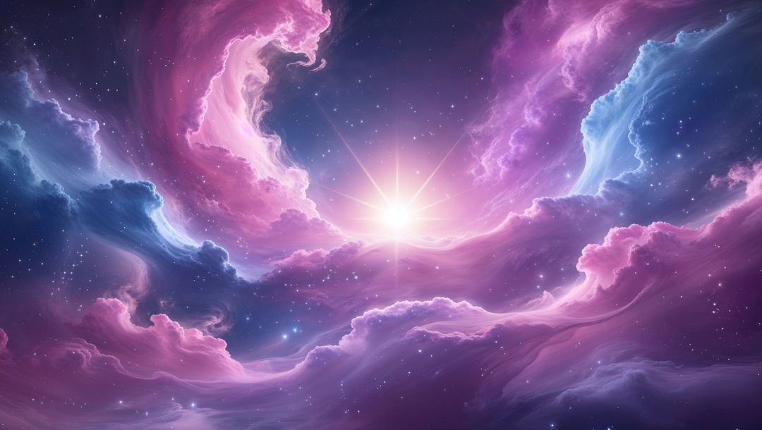 Stellar Nebula with Central Radiant Star in Cosmic Sky