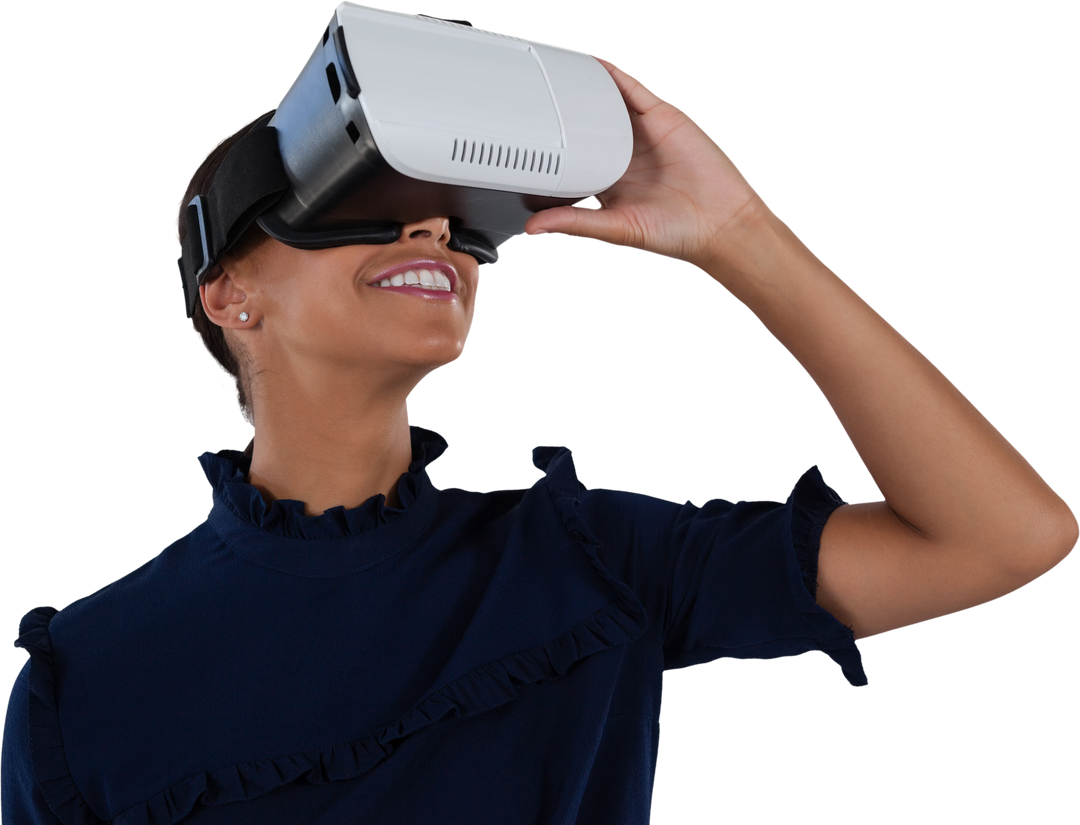 Tech-Savvy Woman Enjoying Virtual Reality Experience Transparent Background - Download Free Stock Images Pikwizard.com