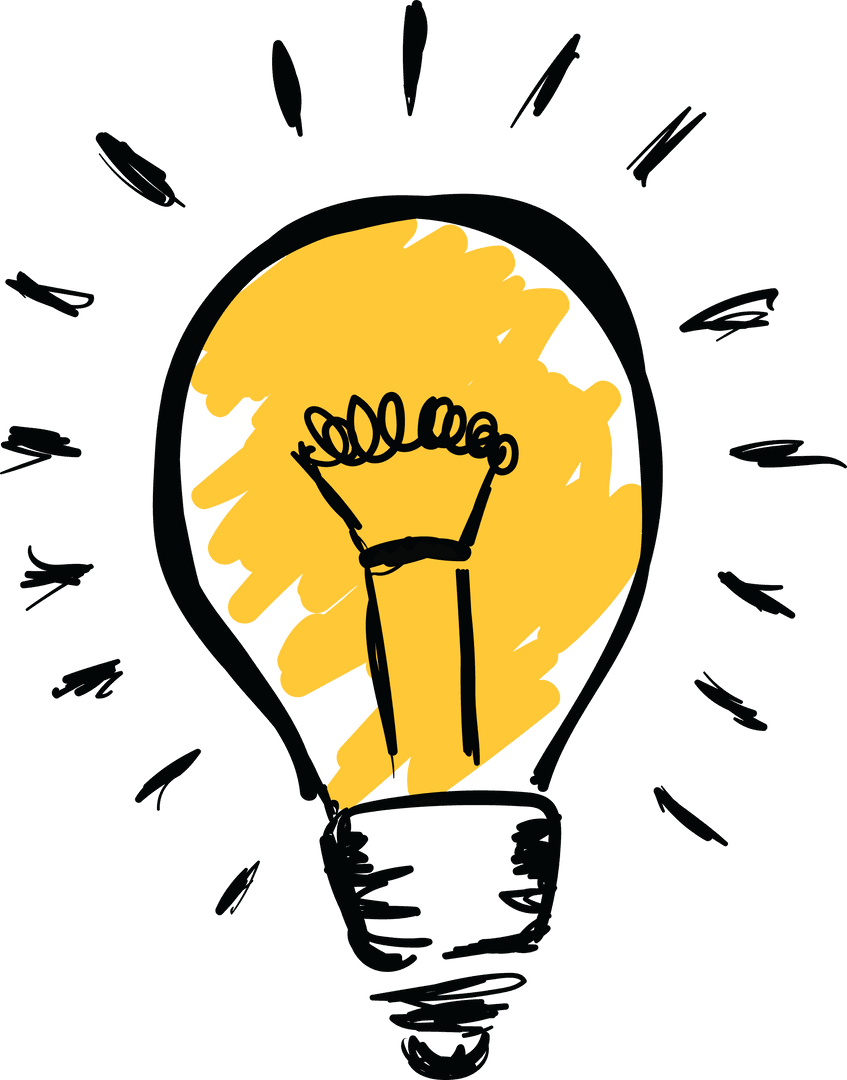 Transparent Yellow Lightbulb Illustration Symbolizing Creativity