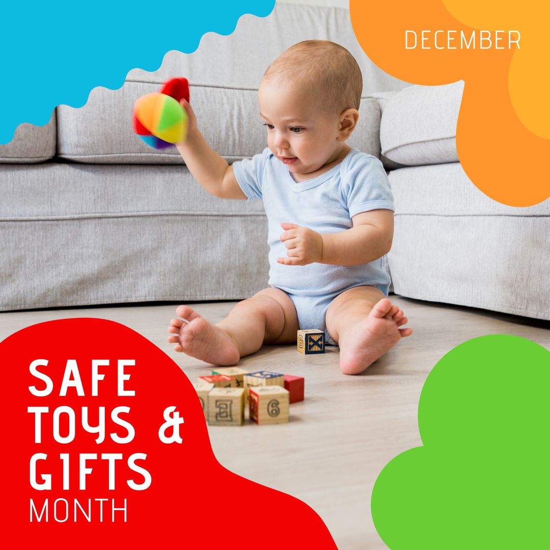 Safe Toys and Gifts Month: Baby Playing with Toys at Home - Download Free Stock Templates Pikwizard.com