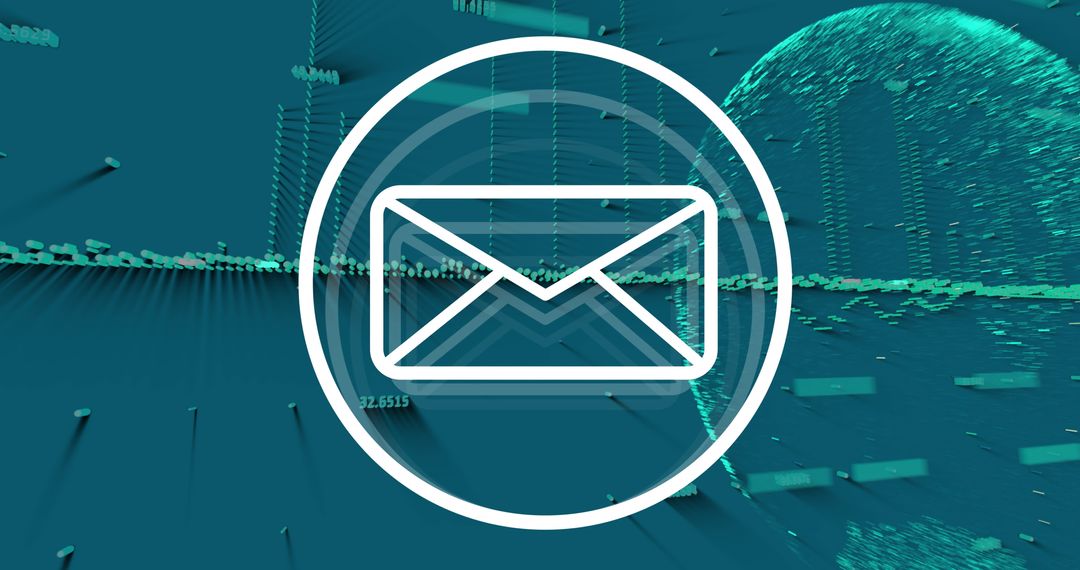 Futuristic Email Icon with Digital Data Visualization Globe