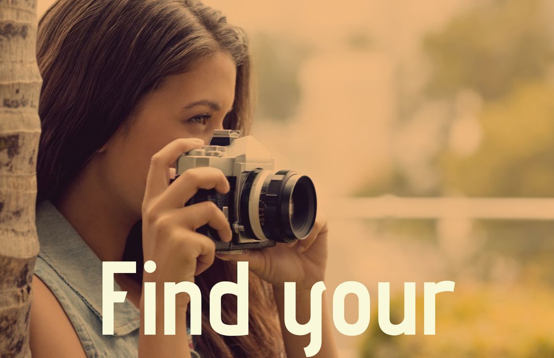 Focused Woman Peering Through Camera Lens, Pursuing Passion - Download Free Stock Templates Pikwizard.com