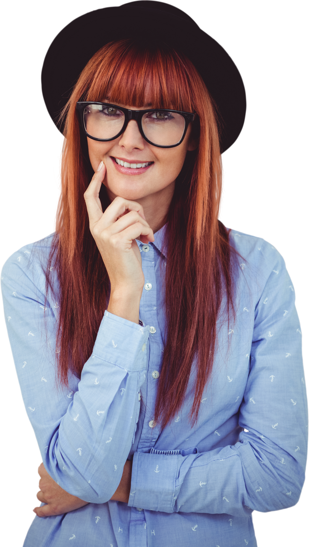 Confident Transparent Smiling Hipster Woman Wearing Glasses - Download Free Stock Images Pikwizard.com