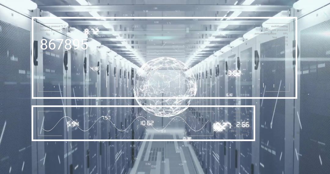 Digital Data Processing and Global Connectivity in Server Room