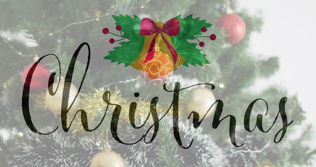 Festive Christmas Greeting Over Decorated Tree