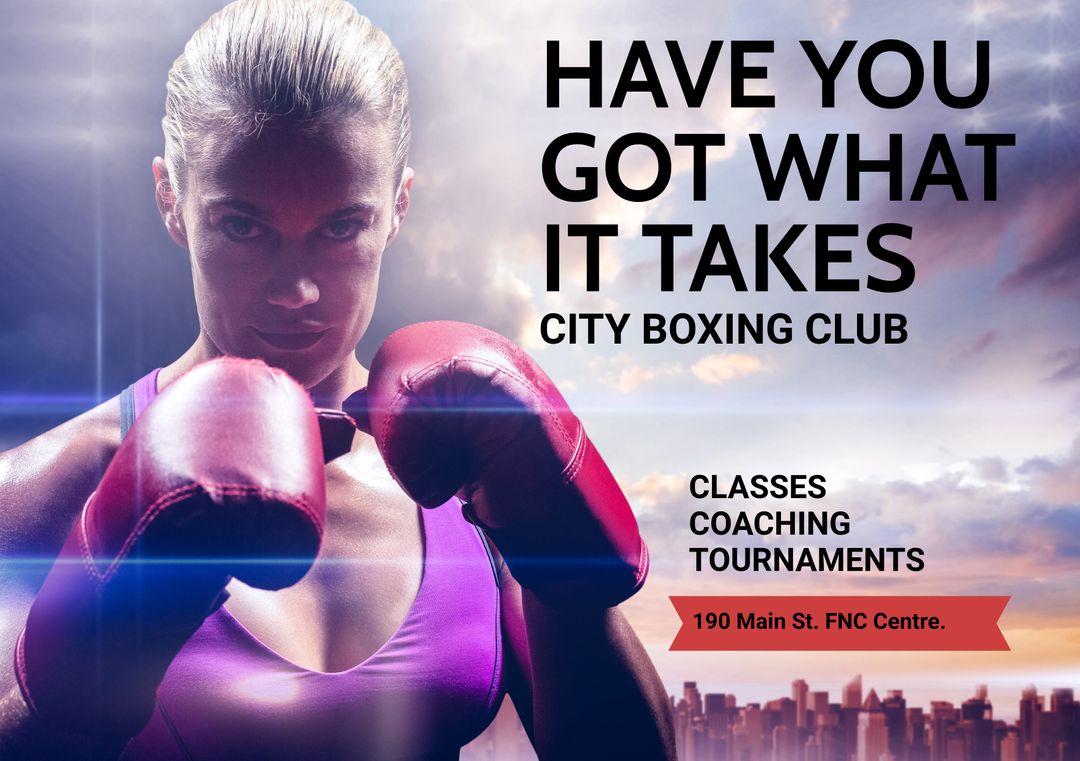 Determined Female Boxer Ready to Fight for City Boxing Club - Download Free Stock Templates Pikwizard.com