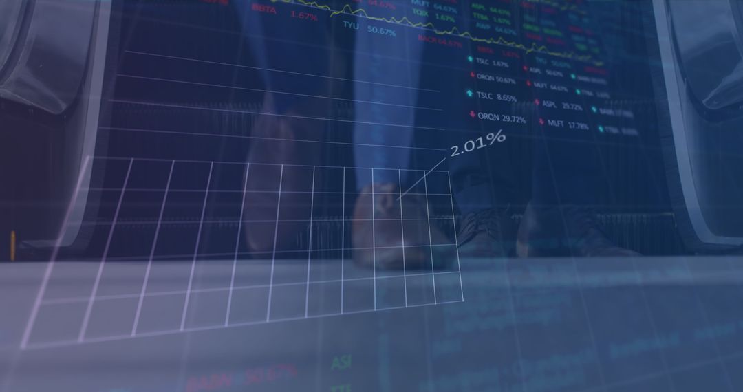 Digital Graph Overlay on Business Professionals Progressing