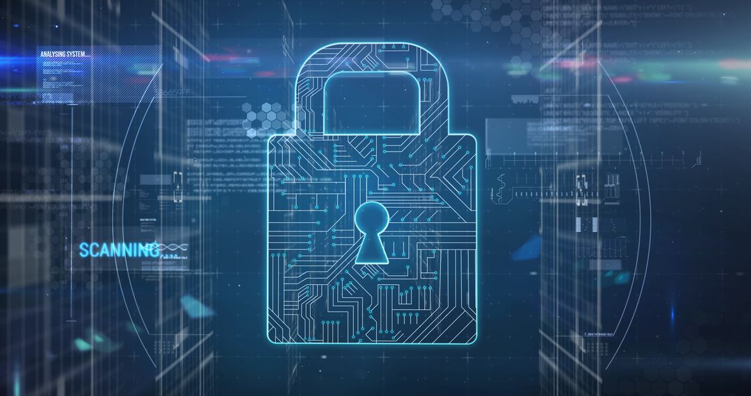 Digital Cybersecurity Concept with Circuit Board Lock