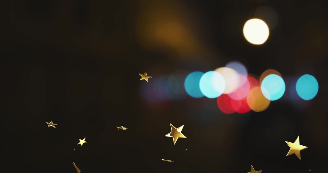 Glittering Gold Stars with Vibrant Bokeh Illumination