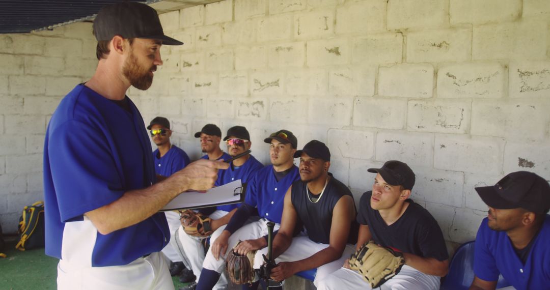 Coach Addressing Baseball Team with Strategy - Free Images, Stock Photos and Pictures on Pikwizard.com