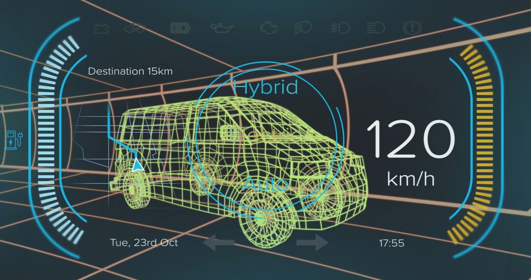 Futuristic Digital Car Dashboard with Speed Display