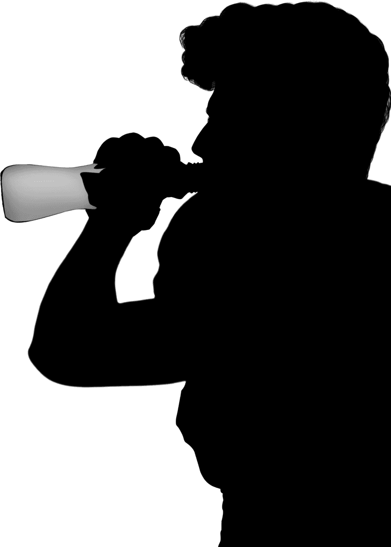 Silhouette of Man on Transparent Background in Active Pose