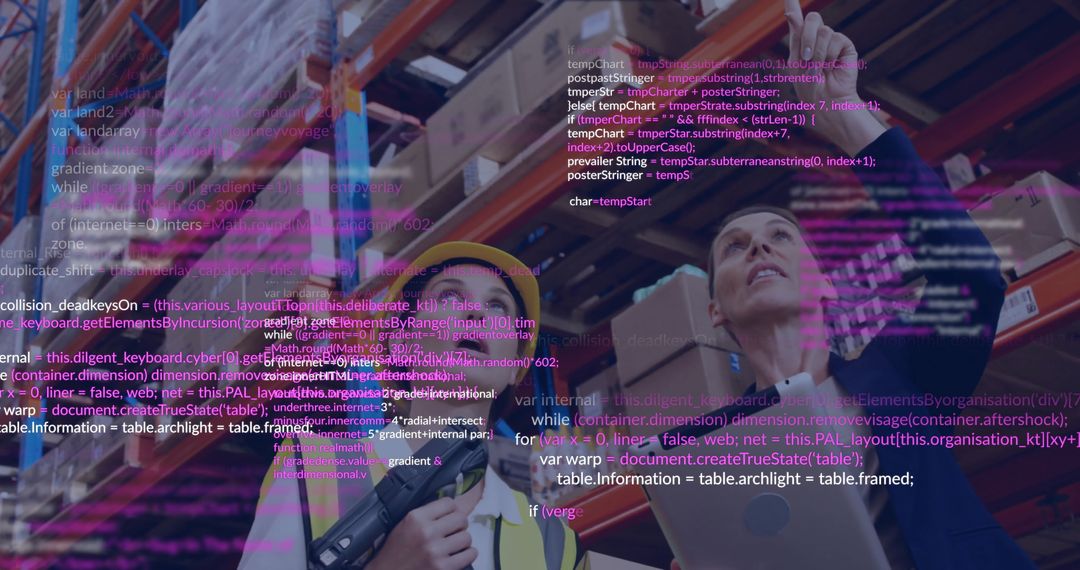 Warehouse Workers Collaborating with Digital Technology and Tablet Analysis