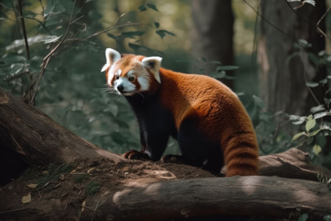 Red panda on branch in forest, created using generative ai technology - Free Images, Stock Photos and Pictures on Pikwizard.com