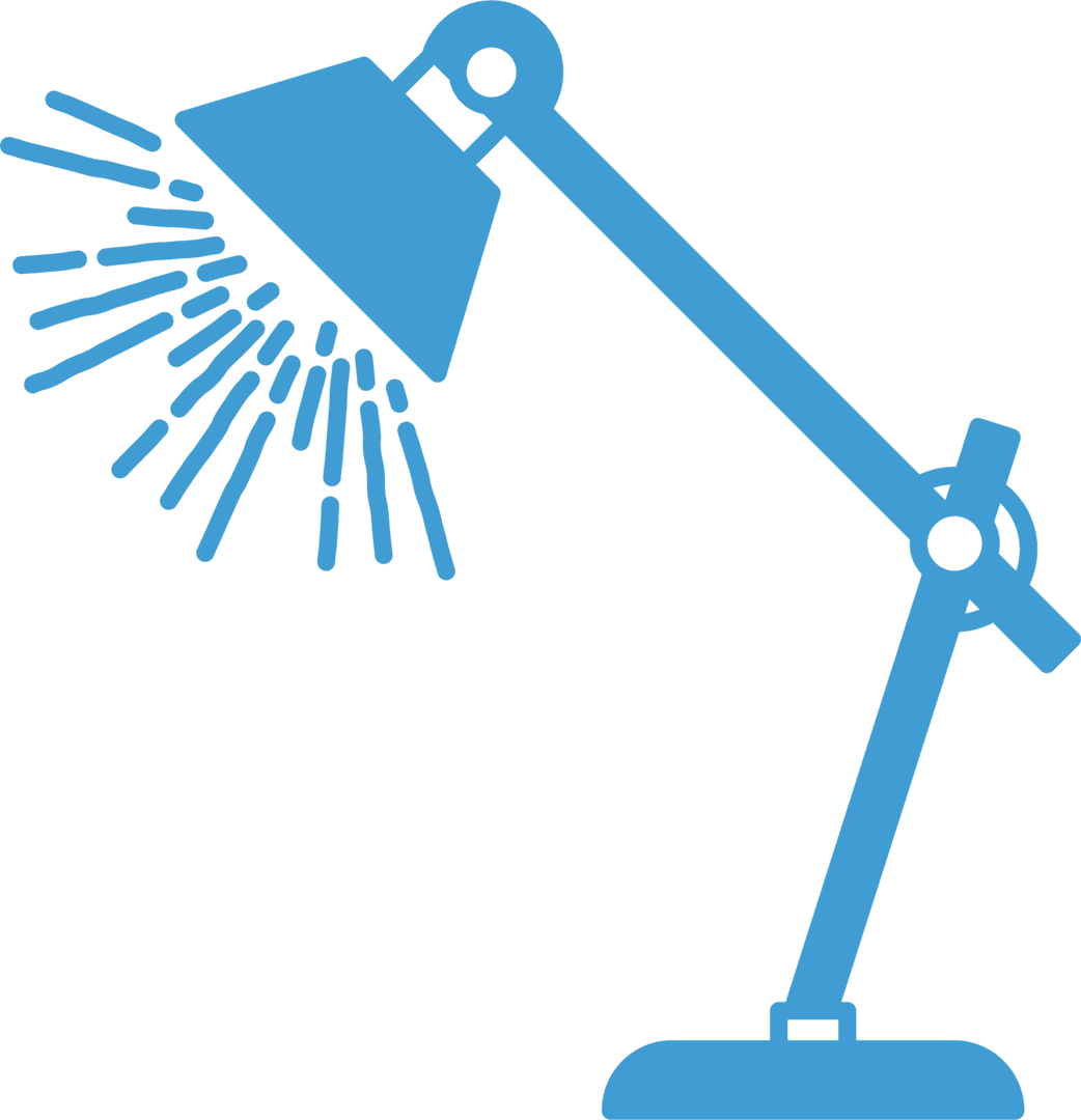 Blue Desk Lamp Illustration on Transparent Background for Modern Decor