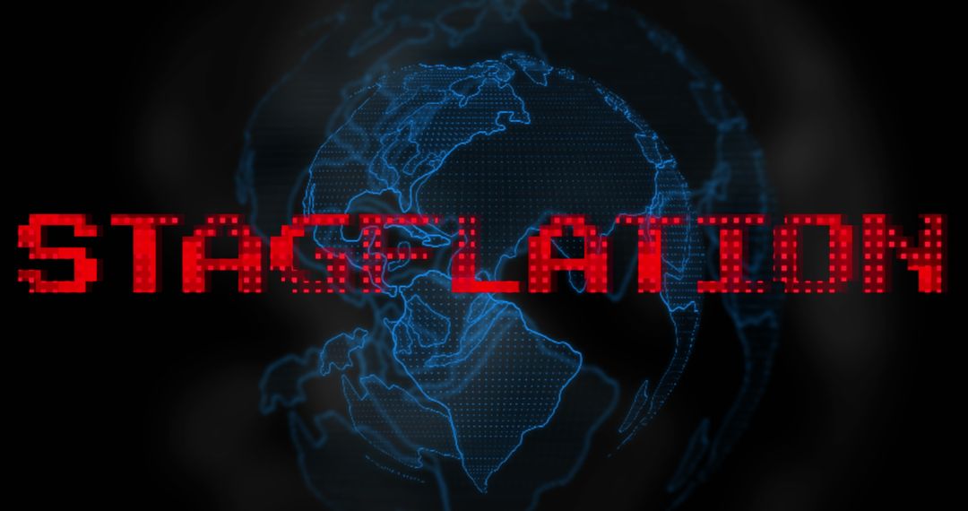 Stagflation Concept Digital Display with Globe Background