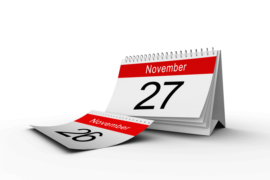 Transparent Desk Calendar Showing November 27 Date Card