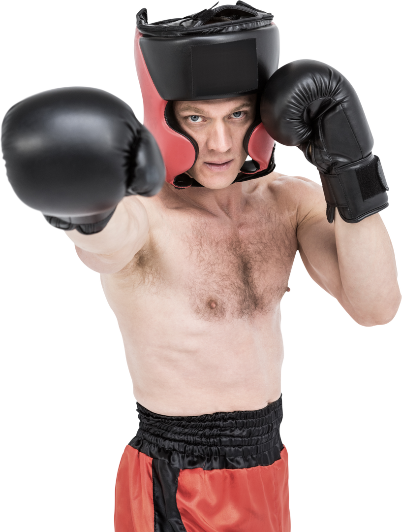 Transparent Boxer in Defensive Stance Wearing Headgear Gloves - Download Free Stock Images Pikwizard.com