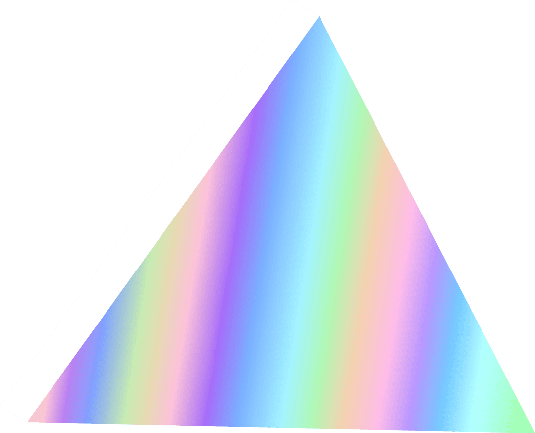 Pastel Rainbow Triangle with White Edge on Transparent Background
