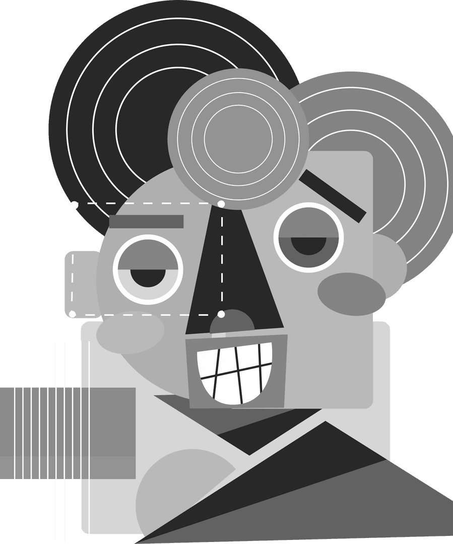 Abstract Geometric Face Illustration on Transparent Background