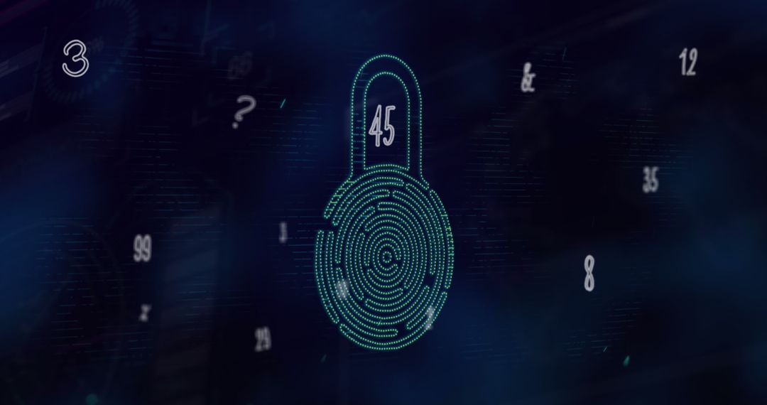Digital Security Concept with Padlock and Numbers