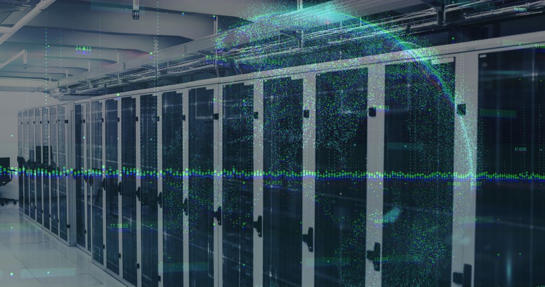 Digital Globe Overlaying Modern Data Servers in Technology Environment