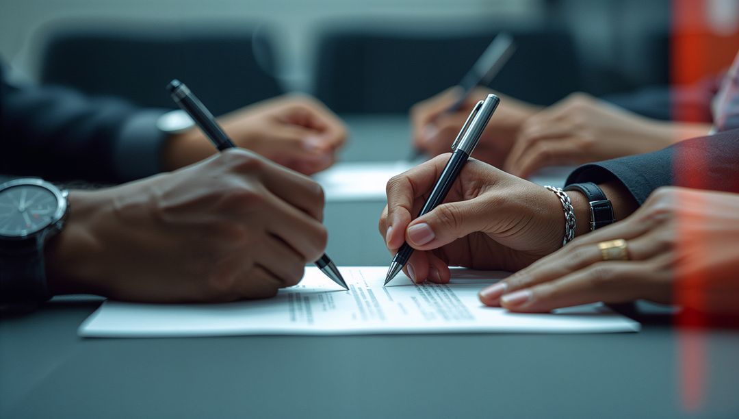 Business Partners Signing Important Contract in Formal Setting