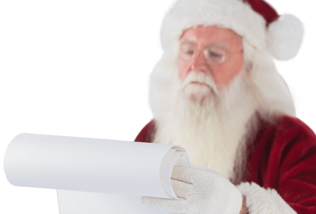 Transparent Santa Claus Reading Naughty or Nice List