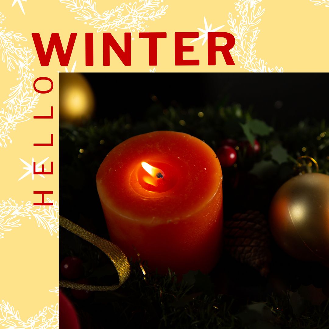 Warm Candle and Bauble Centerpiece Celebrating Winter