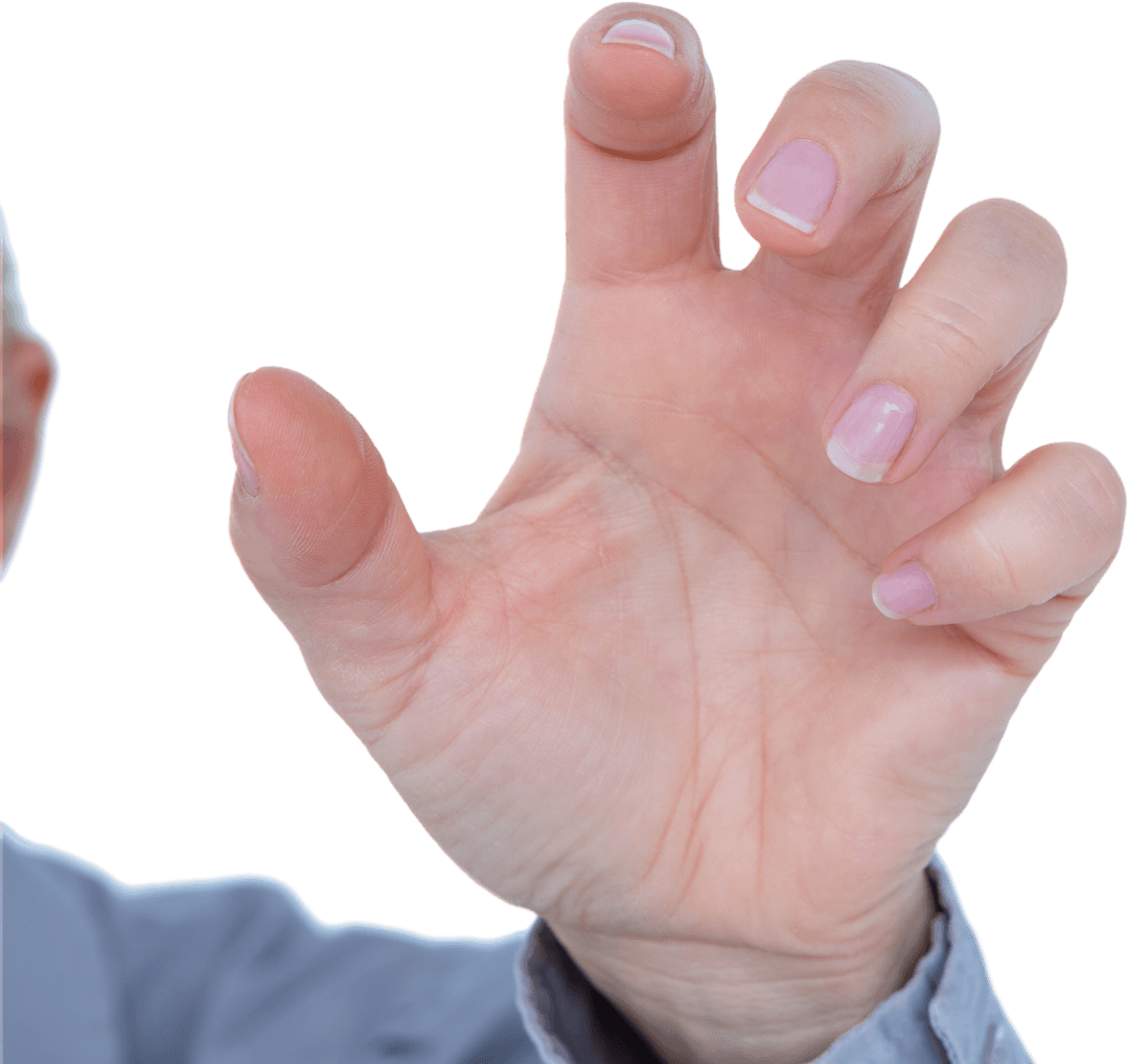 Transparent Background with Hand in Grasping Gesture