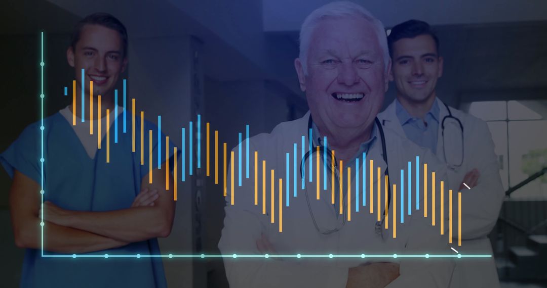 Medical Team and Analytics Graph in Hospital Setting