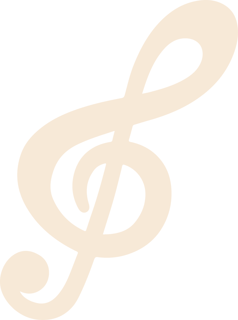 Elegant Treble Clef in Beige with Transparent Background for Music Design