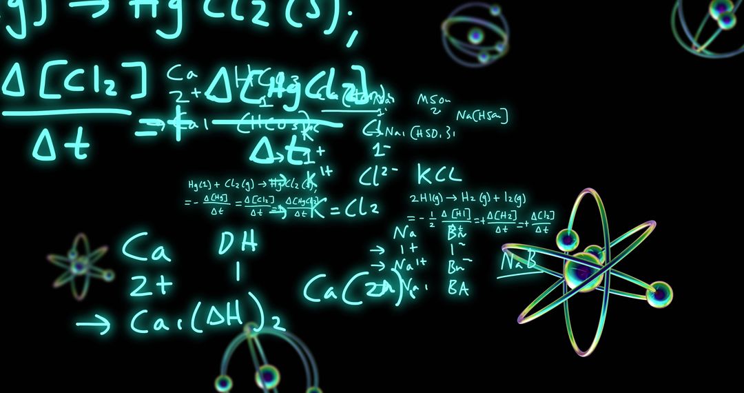 Complex Physics and Chemistry Formulas with Atom Models