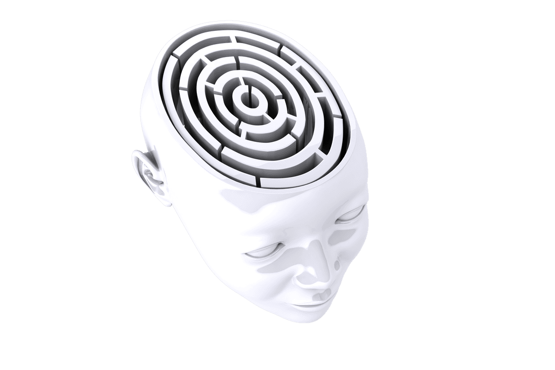 Transparent Head with Labyrinth Illustrating Puzzle Concept