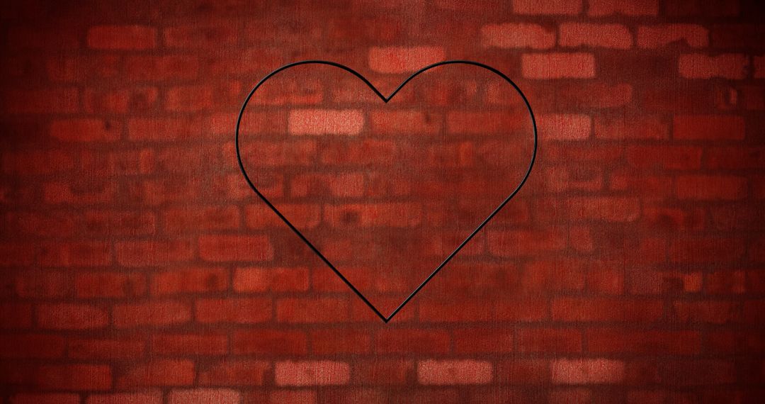 Glowing Neon Heart Icon on Brick Wall - Free Images, Stock Photos and Pictures on Pikwizard.com