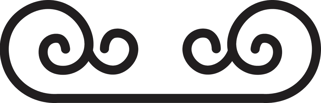 Decorative Black Scrolled Line Design on Transparent Background