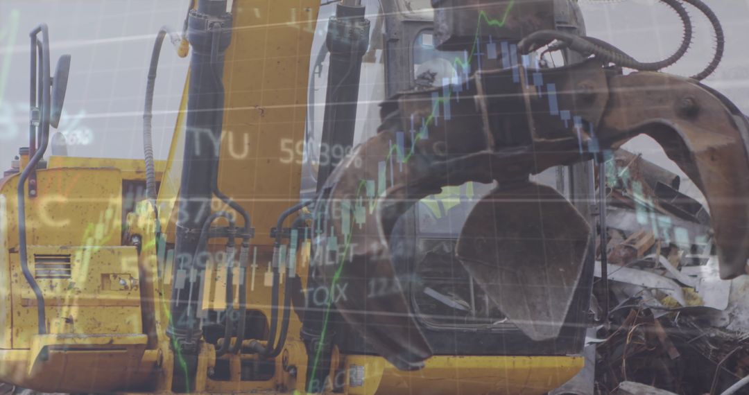 Excavator Overlaid with Financial Data and Technical Analysis
