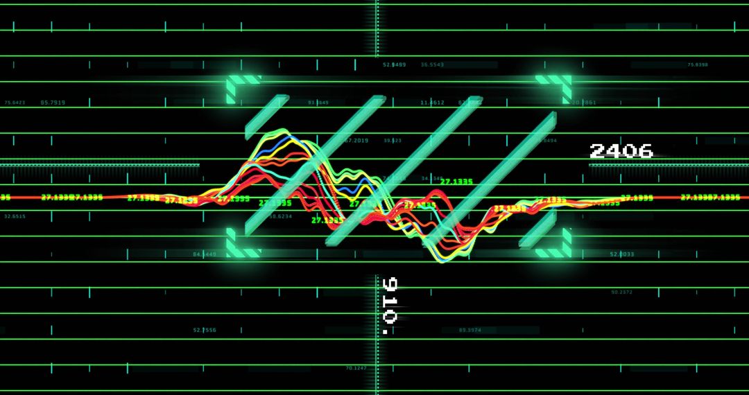 Displaying Neon Waveform Analytics HUD Showing Colorful Oscillating Data Lines