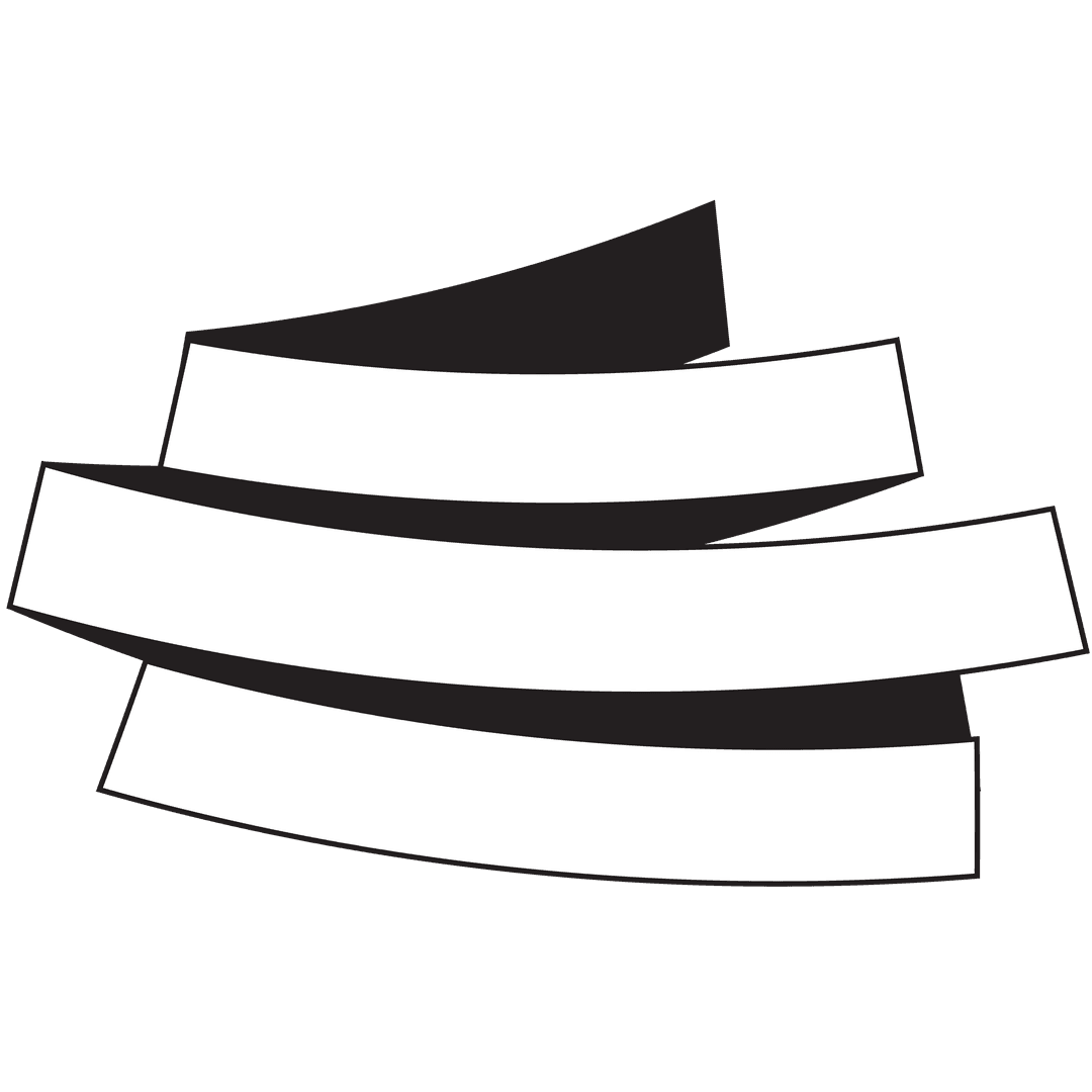 Stacked White Ribbon Banner on Transparent Background