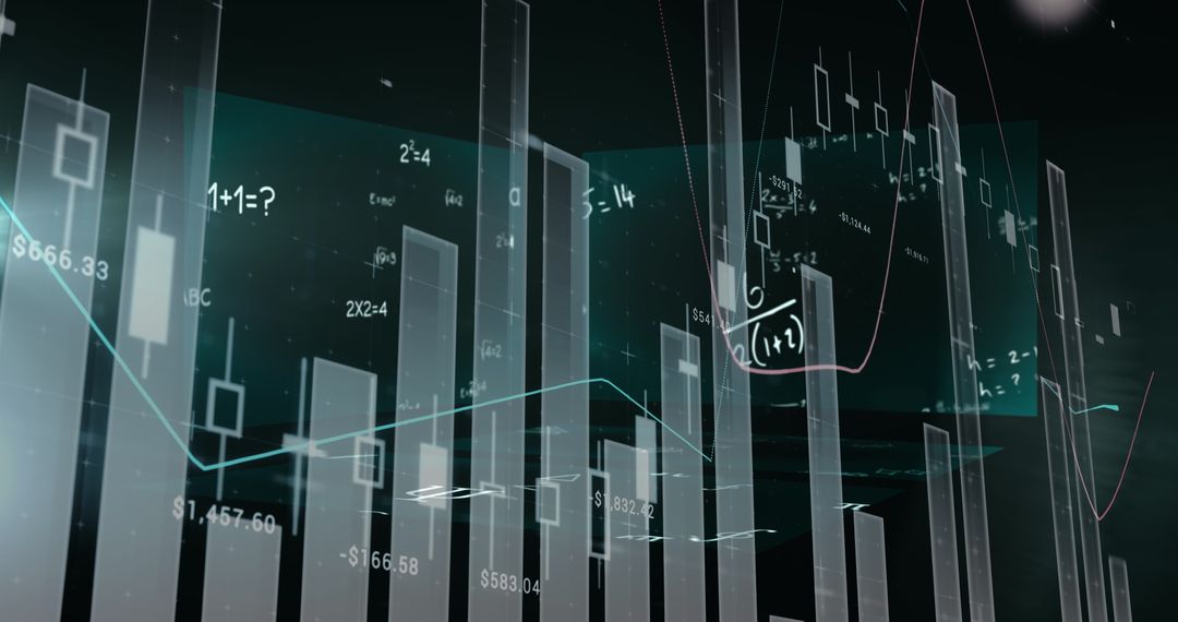 Futuristic Financial Data Visualization with Equations