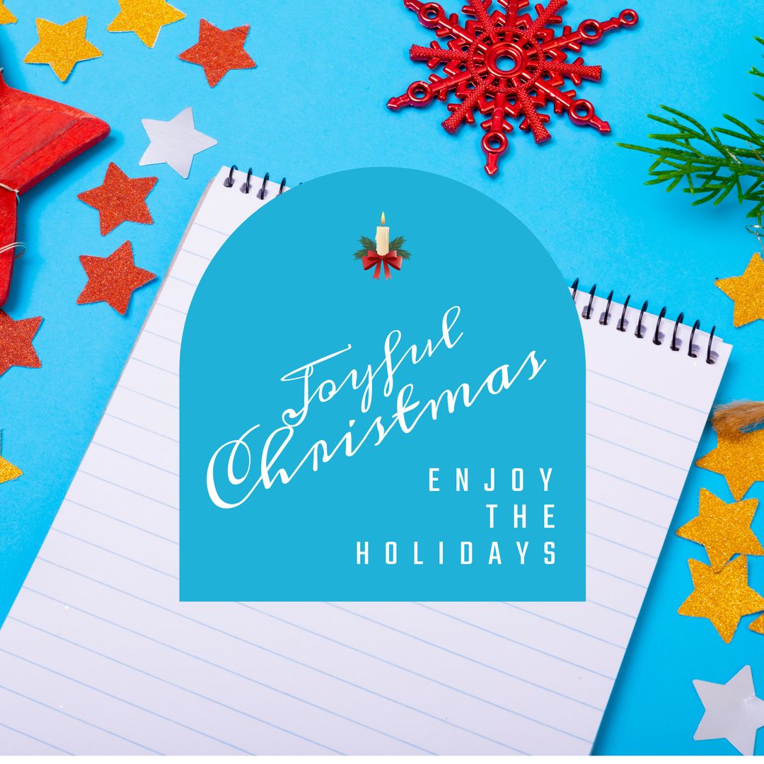 Festive Christmas Notebook Greeting with Decorations