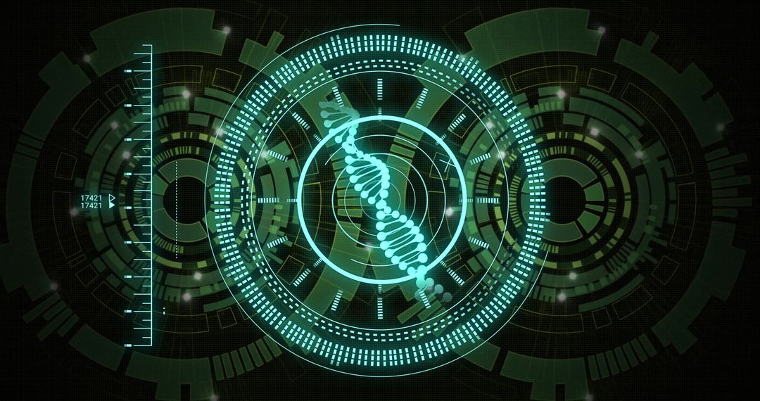 Futuristic DNA Strand and Digital Interface Concept